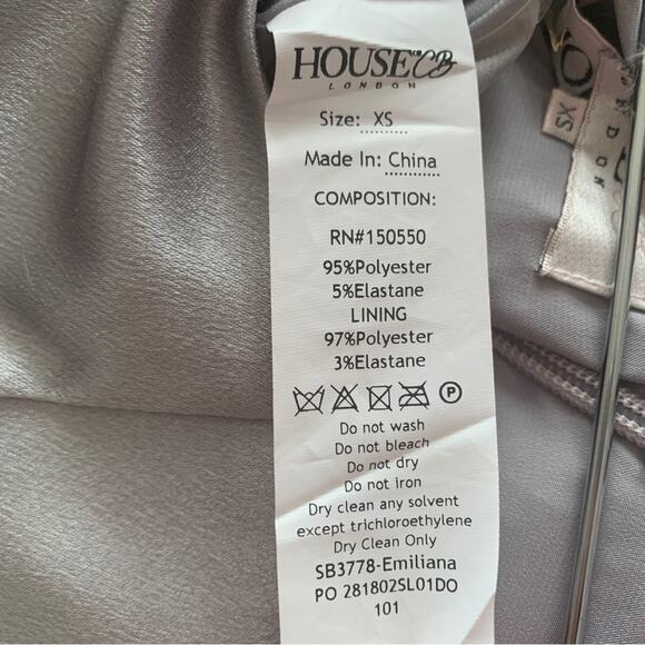 HOUSE OF CB Emiliana Silver Smokey Grey Silky Satin Trousers Tailored Pants - Picture 8 of 8